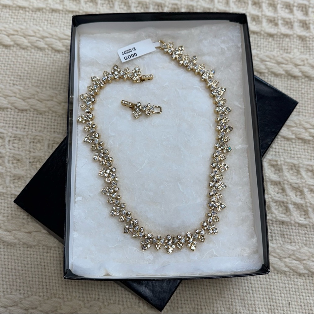 St. John Gold Crystal Floral Necklace